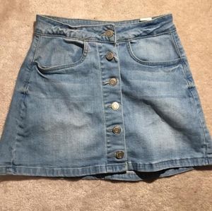 Blue jean button up skirt